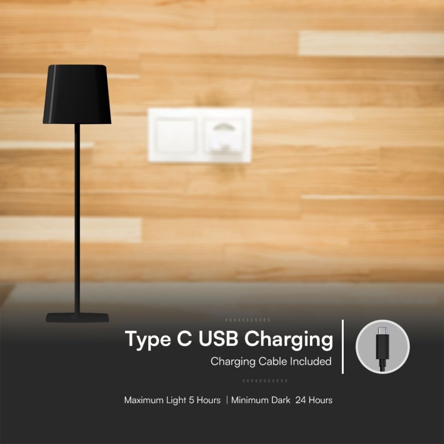 LED Solar-Dimmbar Magnetische Touch-Lade-Tischlampe LED/5W/5V 3000-6000K 3600 mAh IP65 Schwarz