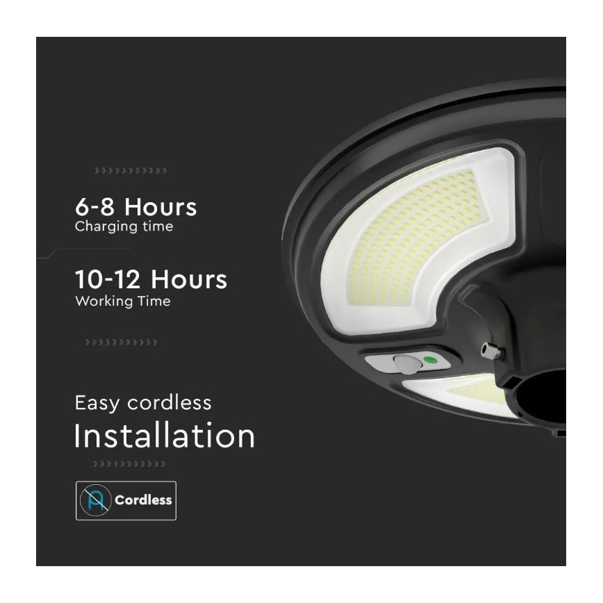 LED-Solar-Straßenlaterne mit Sensor LED/10W/3,2V 6500K IP65 25000 mAh + Fernbedienung