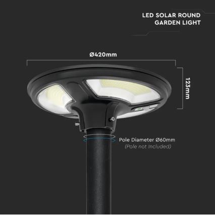 LED-Solar-Straßenlaterne mit Sensor LED/10W/3,2V 6500K IP65 25000 mAh + Fernbedienung