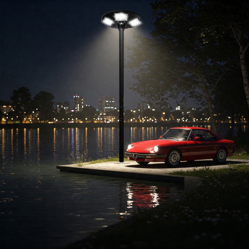 Dimmbare LED-Solar-Straßenlaterne mit Sensor LED/22W/6V 18000 mAh 6500K IP65 schwarz + Fernbedienung