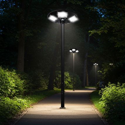 Dimmbare LED-Solar-Straßenlaterne mit Sensor LED/22W/6V 18000 mAh 6500K IP65 schwarz + Fernbedienung