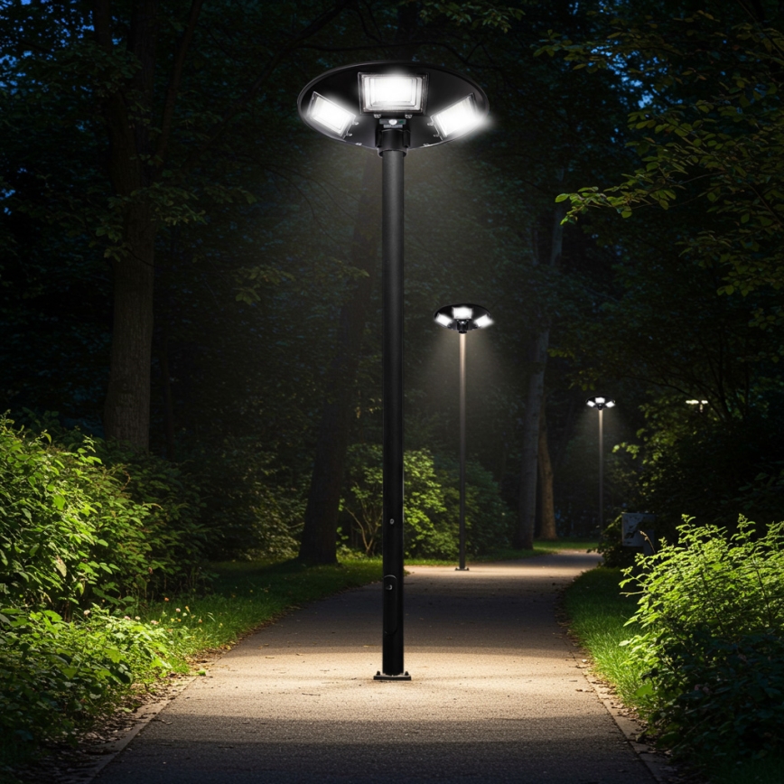 Dimmbare LED-Solar-Straßenlaterne mit Sensor LED/22W/6V 18000 mAh 6500K IP65 schwarz + Fernbedienung