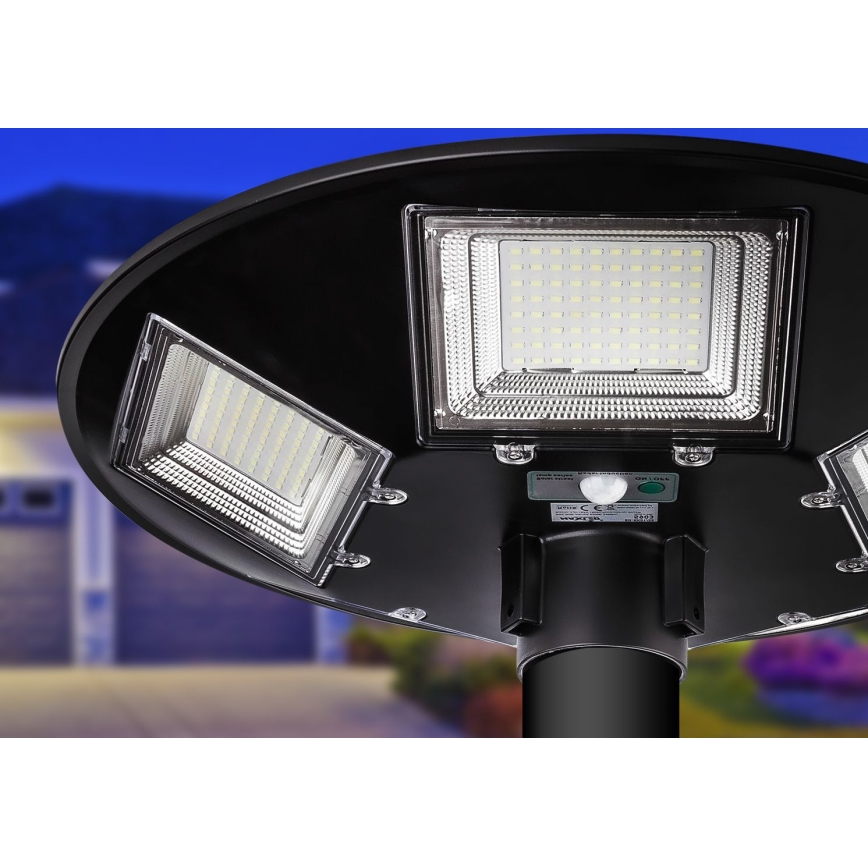 Dimmbare LED-Solar-Straßenlaterne mit Sensor LED/22W/6V 18000 mAh 6500K IP65 schwarz + Fernbedienung