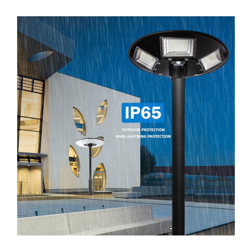 Dimmbare LED-Solar-Straßenlaterne mit Sensor LED/22W/6V 18000 mAh 6500K IP65 schwarz + Fernbedienung