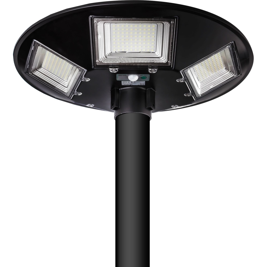 Dimmbare LED-Solar-Straßenlaterne mit Sensor LED/22W/6V 18000 mAh 6500K IP65 schwarz + Fernbedienung