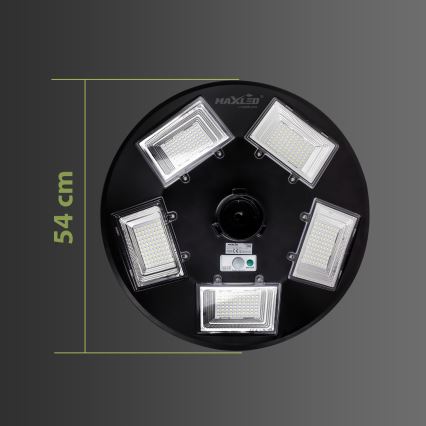 Dimmbare LED-Solar-Straßenlaterne mit Sensor LED/22W/6V 18000 mAh 6500K IP65 schwarz + Fernbedienung
