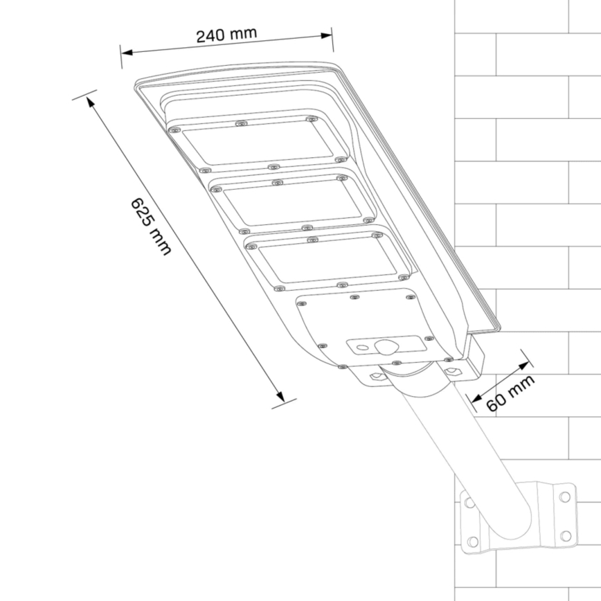 LED-Solar-Straßenlaterne mit Sensor STREET LED/10W/3,2V 10000 mAh IP65 + Fernbedienung