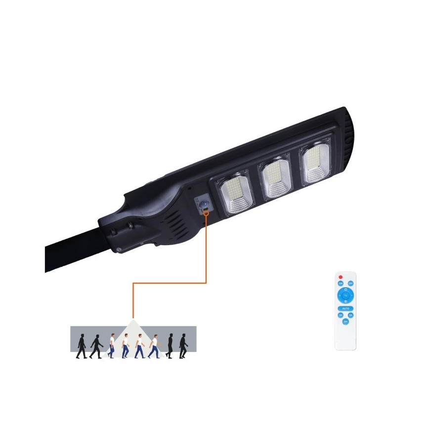 Dimmbare LED-Solarstraßenlampe mit Bewegungs- und Dämmerungssensor URBI LED/8W/3,2V 6500K IP54 10000 mAh + Fernbedienung