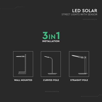 LED-Solar-Straßenleuchte mit Sensor, LED/20W/7,4V, IP65, 5400 mAh