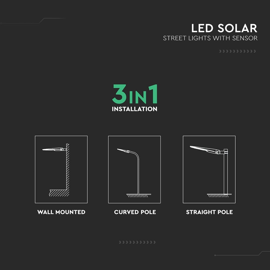 LED-Solar-Straßenleuchte mit Sensor, LED/20W/7,4V, IP65, 5400 mAh