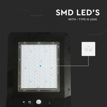 LED Solar-Straßenleuchte mit Sensor LED/40W/9,6V IP65 6000K 12000 mAh + Fernbedienung