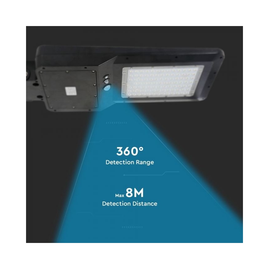 LED Solar-Straßenleuchte mit Sensor LED/40W/9,6V IP65 6000K 12000 mAh + Fernbedienung