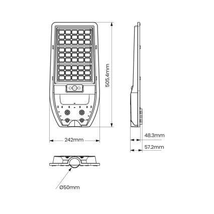 LED-Solar-Straßenleuchte VIA 100W/10000 mAh 3,2V 6000K IP54 + Fernbedienung
