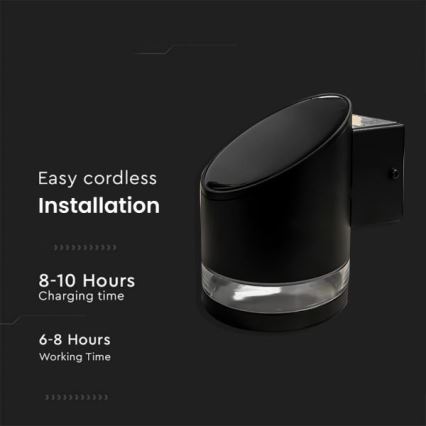 LED-Solar-Wandleuchte für den Außenbereich LED/1W/3,7V 3000K IP54 1200 mAh schwarz