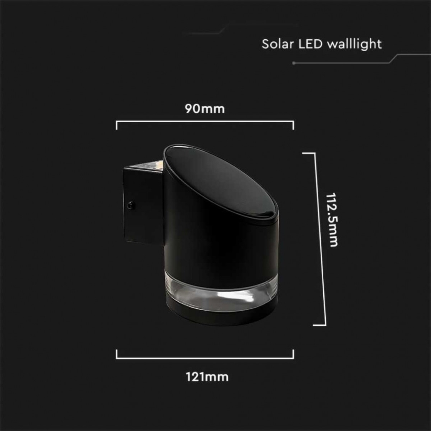 LED-Solar-Wandleuchte für den Außenbereich LED/1W/3,7V 3000K IP54 1200 mAh schwarz