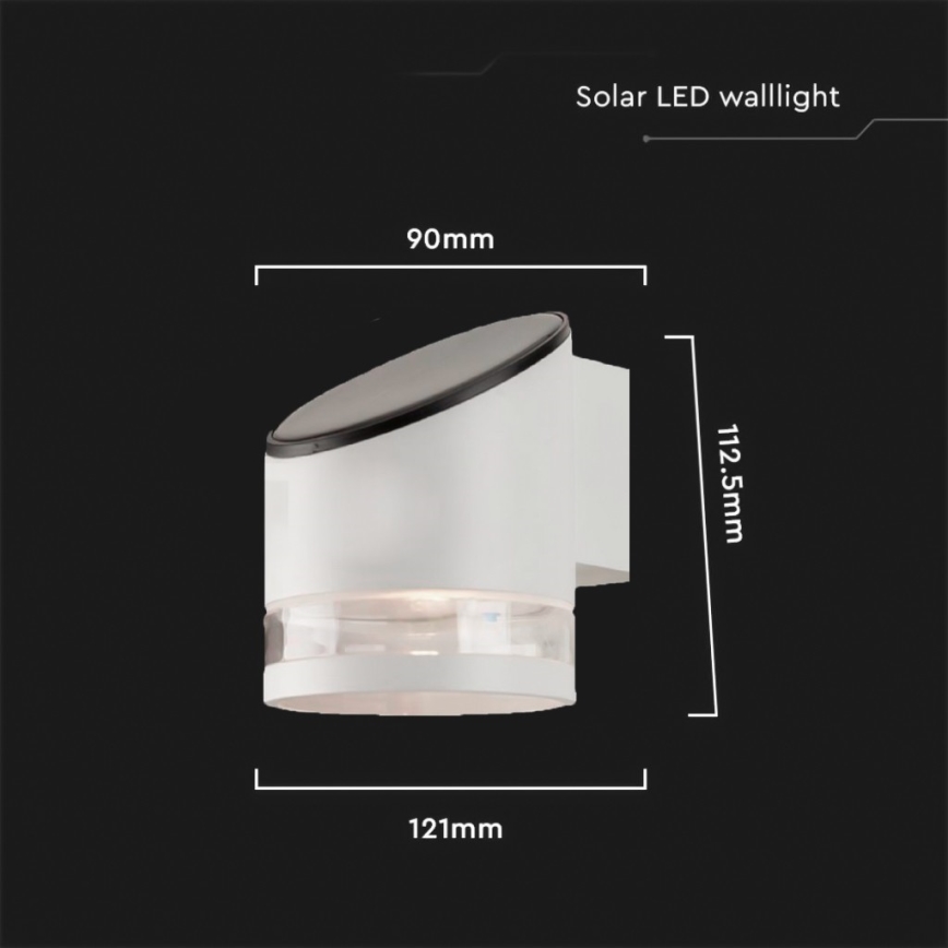 LED-Solar-Wandleuchte für den Außenbereich LED/1W/3,7V 3000K IP54 weiß