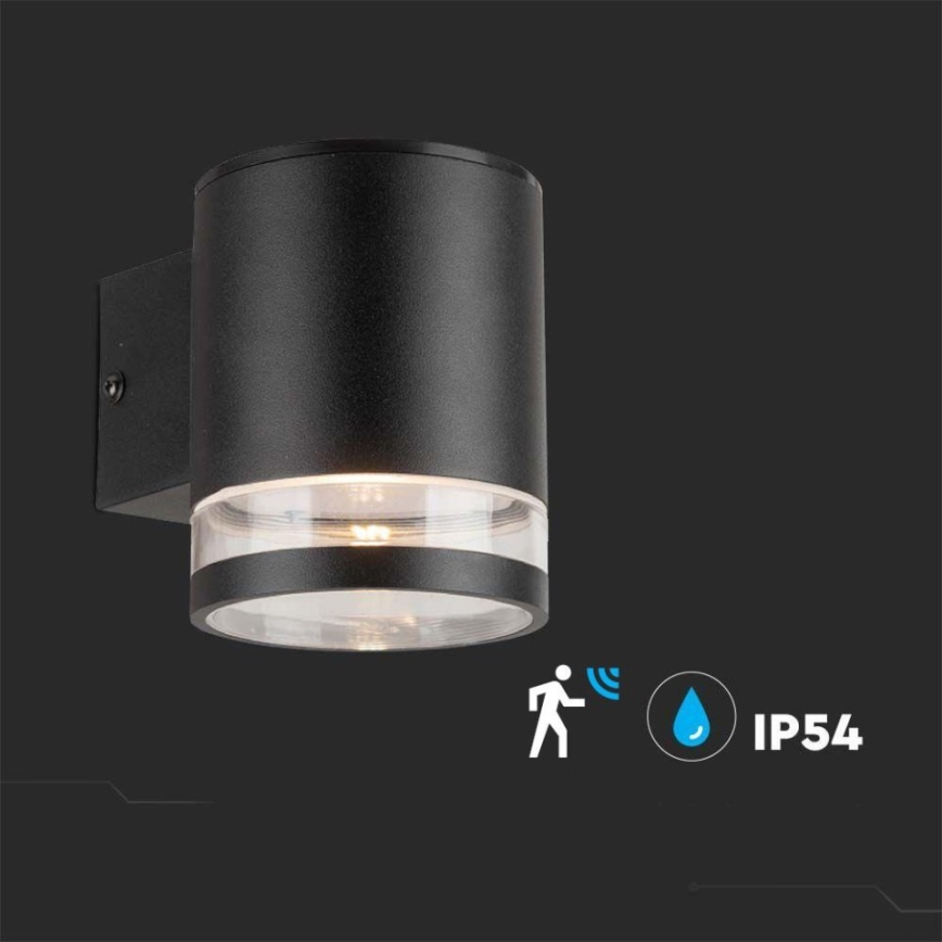 LED-Solar-Wandleuchte für den Außenbereich mit Sensor LED/1W/3,7V 3000K IP54 schwarz