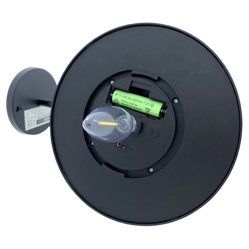 LED Solar-Wandleuchte LED/0,5W/1,2V 600 mAh IP44 schwarz
