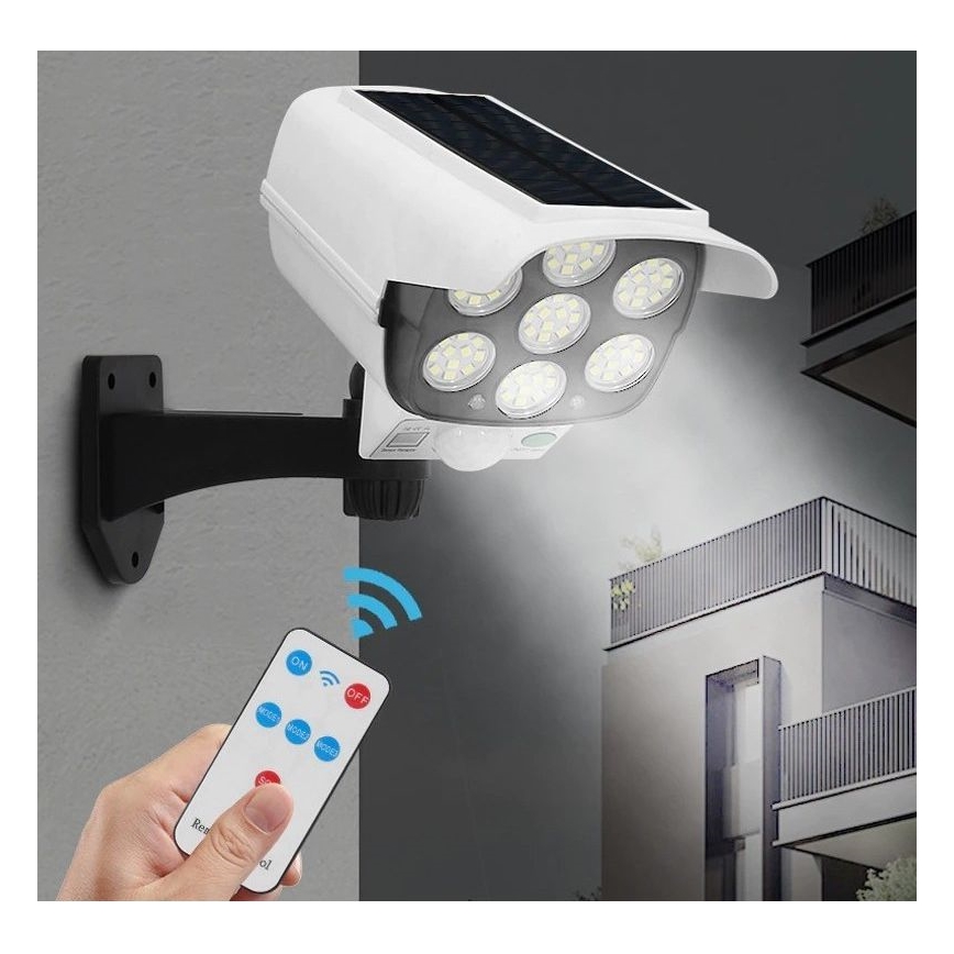 LED Solar-Attrappe einer Sicherheitskamera mit Sensor KAMERA LED/1W/3,7V 1200 mAh IP44 + Fernbedienung