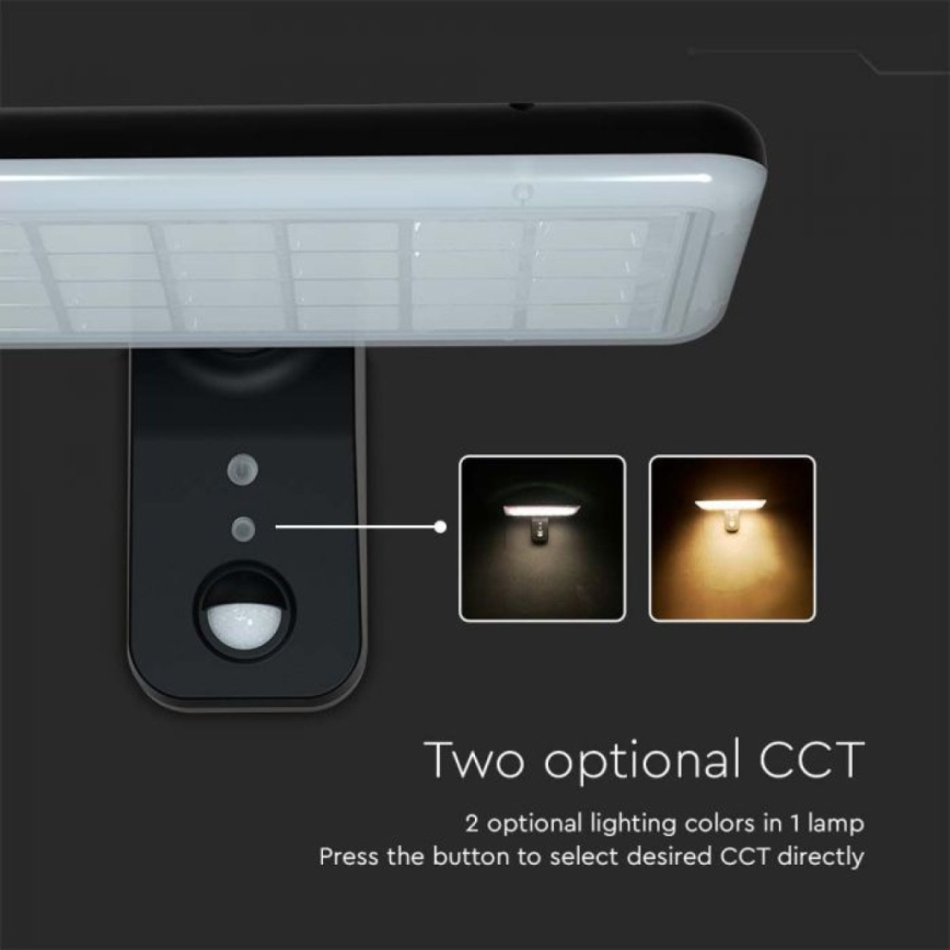 LED Solar-Wandleuchte mit Sensor LED/15W/3,2V 4000K/6000K IP65 6000 mAh Schwarz