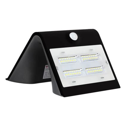 LED-Solar-Wandleuchte mit Sensor LED/3W/3,7V 3000/4000K IP65 schwarz