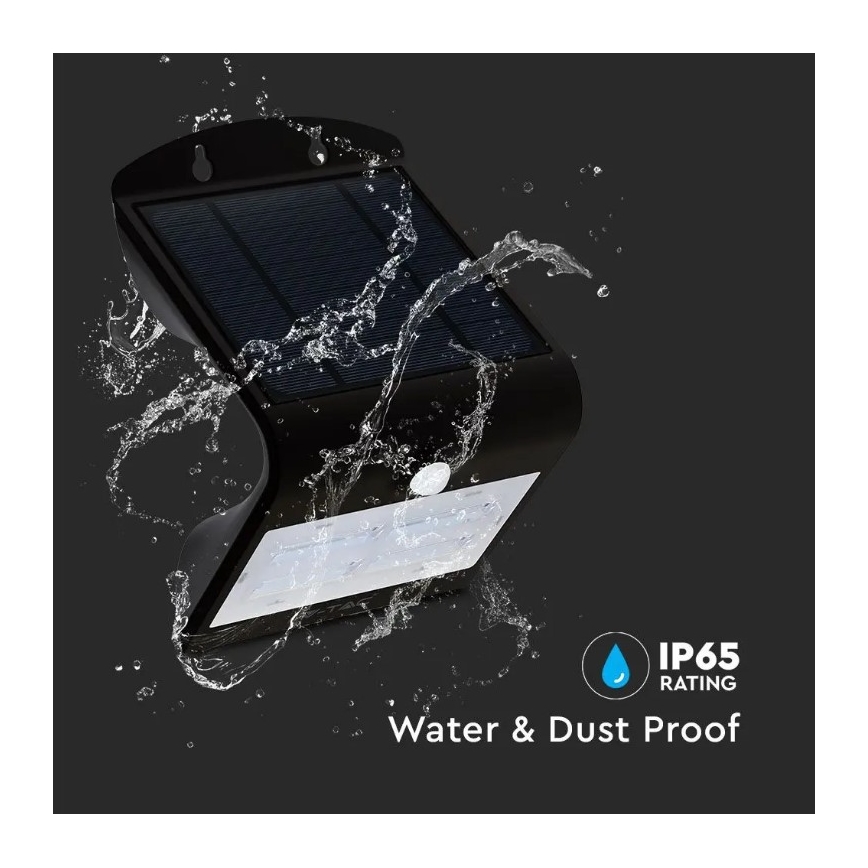 LED-Solar-Wandleuchte mit Sensor LED/3W/3,7V 3000/4000K IP65 schwarz
