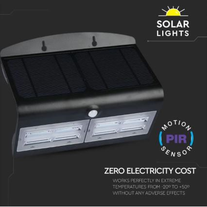 LED-Solar-Wandleuchte mit Sensor LED/7W/3,7V 4000K IP65 schwarz