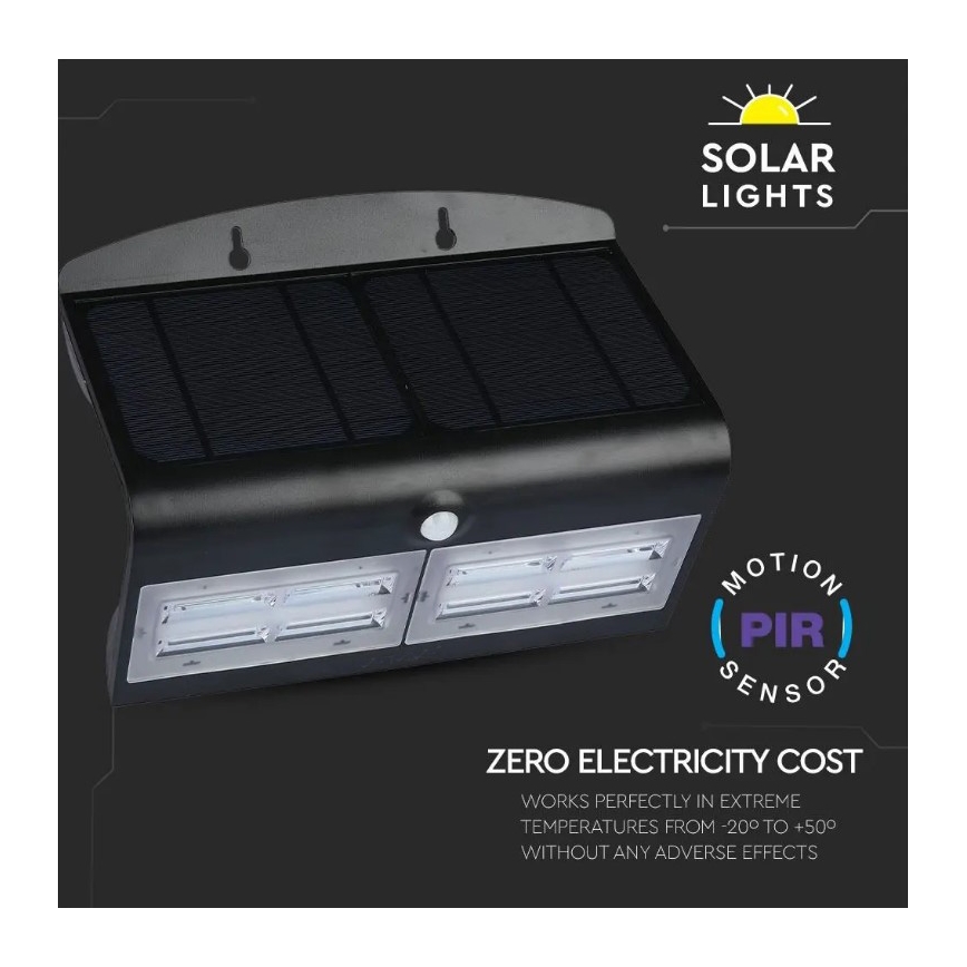 LED-Solar-Wandleuchte mit Sensor LED/7W/3,7V 4000K IP65 schwarz