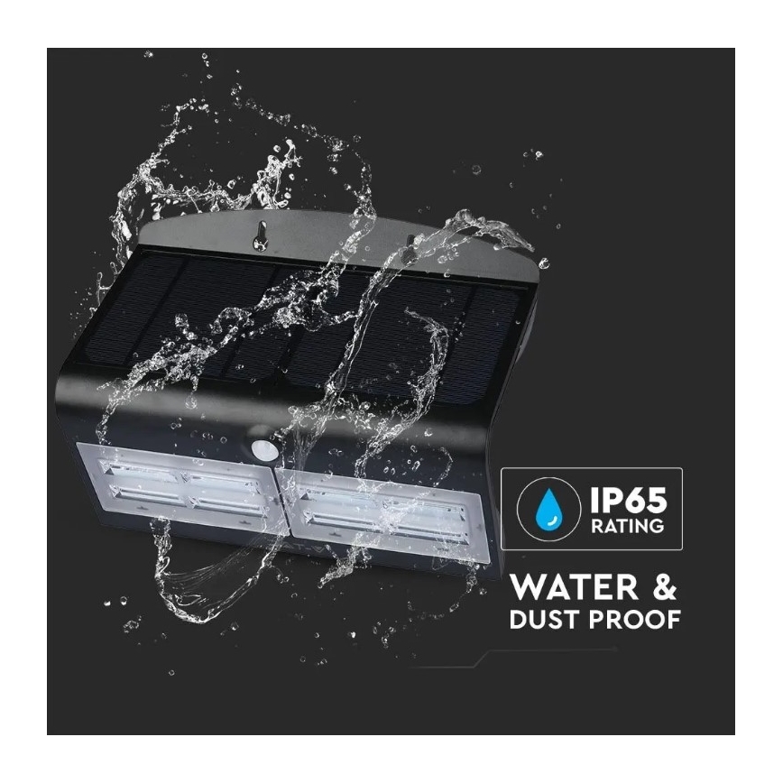 LED-Solar-Wandleuchte mit Sensor LED/7W/3,7V 4000K IP65 schwarz