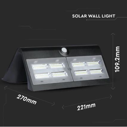 LED-Solar-Wandleuchte mit Sensor LED/7W/3,7V 4000K IP65 schwarz