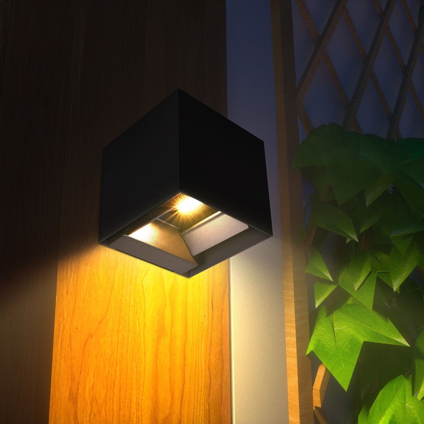 LED Solar-Wandleuchte mit Sensor LED/9W/3,7V 3000/4000/5000K 2600 mAh IP65 Schwarz
