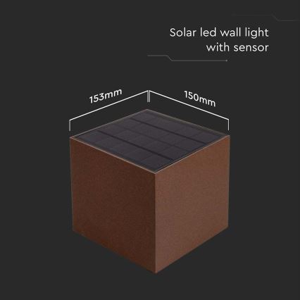 LED Solar-Wandleuchte mit Sensor LED/9W/3,7V 3000/4000/5000K 2600 mAh IP65 Braun