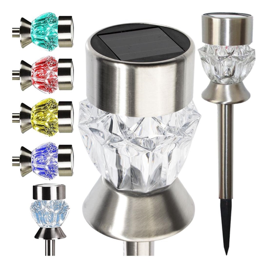 LED Solarlampe CRYSTAL 2xLED-RGB/0,02W/1xAAA chrom matt