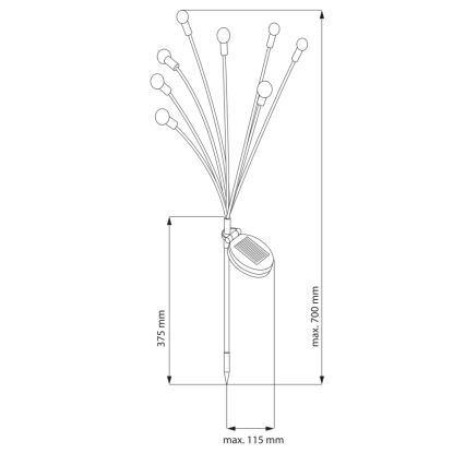 LED Solarleuchte FIORINI 8xLED/1,2V 600 mAh IP44 Schwarz