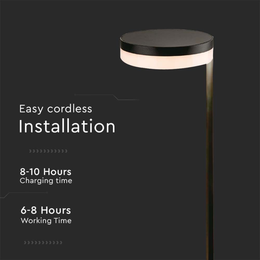 LED-Solarleuchte für den Außenbereich LED/2W/3,7V 3000K IP54 schwarz