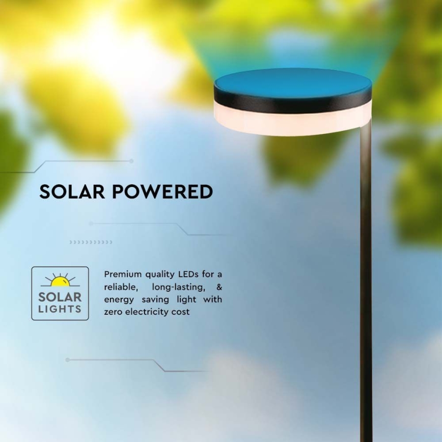 LED-Solarleuchte für den Außenbereich LED/2W/3,7V 3000K IP54 schwarz
