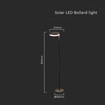 LED-Solarleuchte für den Außenbereich LED/2W/3,7V 3000K IP54 schwarz