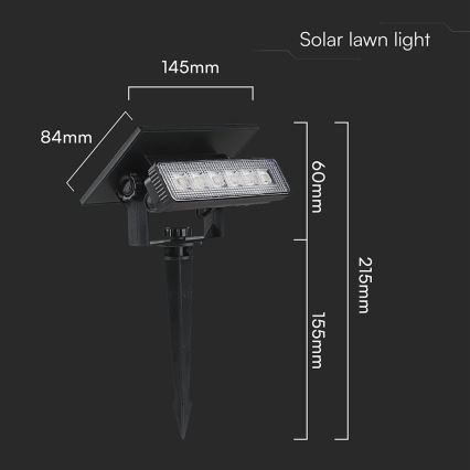 LED-Solarleuchte 2in1 LED/0,9W/3,7V 3000K IP65 1200 mAh schwarz