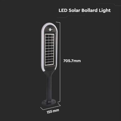 LED Solarleuchte mit Sensor BOLLARD LED/5W/5,5V 70 cm 4000K IP65 2000 mAh