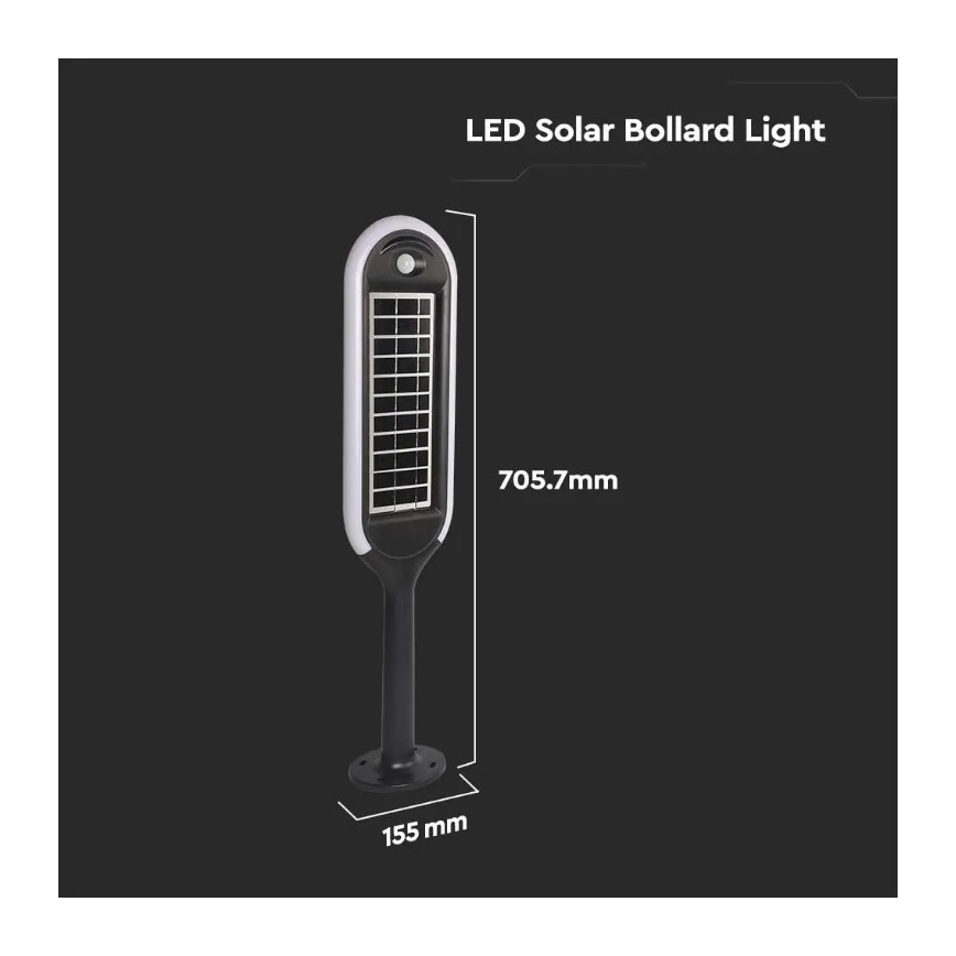 LED Solarleuchte mit Sensor BOLLARD LED/5W/5,5V 70 cm 4000K IP65 2000 mAh