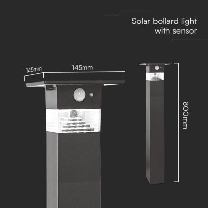 LED Solarleuchte mit Sensor LED/2,5W/3,7V IP54 3000K 2200 mAh