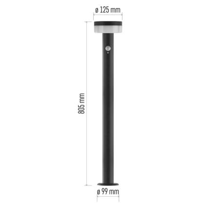 LED Solarleuchte mit Sensor LED/2W/3,7V 1200 mAh IP44 80 cm