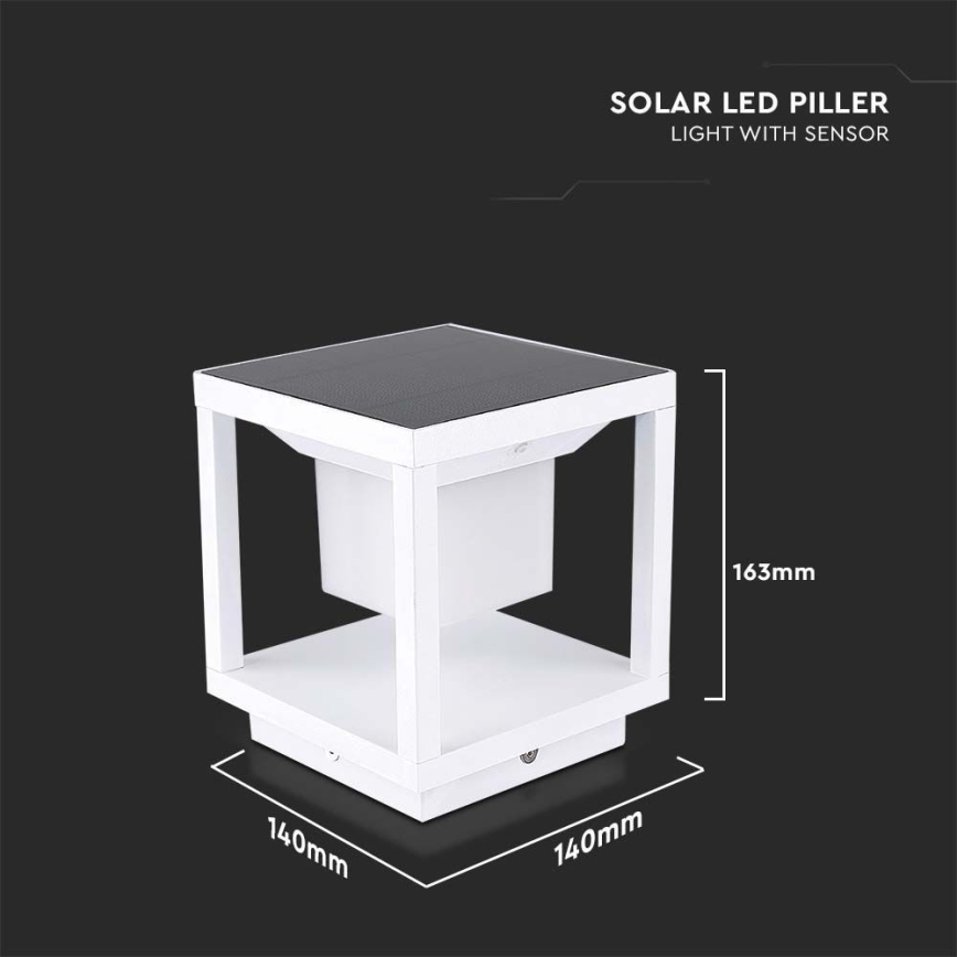 LED Solarleuchte mit Sensor LED/2W/5,5V 3000K IP65 2600 mAh Weiß