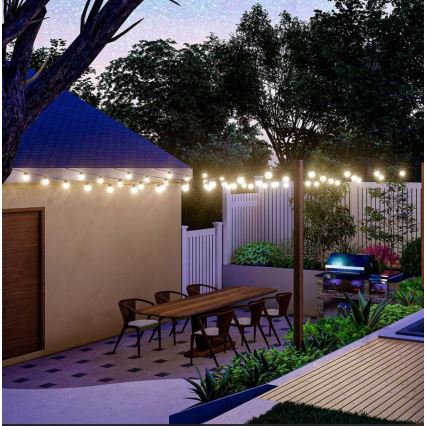 LED-Solarlichterkette 10xLED/0,5/4,5V 12 m 3000K IP44 1200 mAh + Fernbedienung