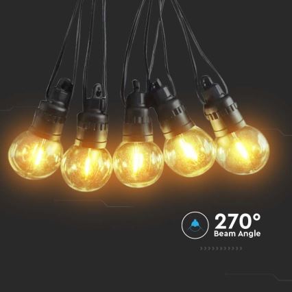 LED-Solarlichterkette 10xLED/0,5/4,5V 12 m 3000K IP44 1200 mAh + Fernbedienung