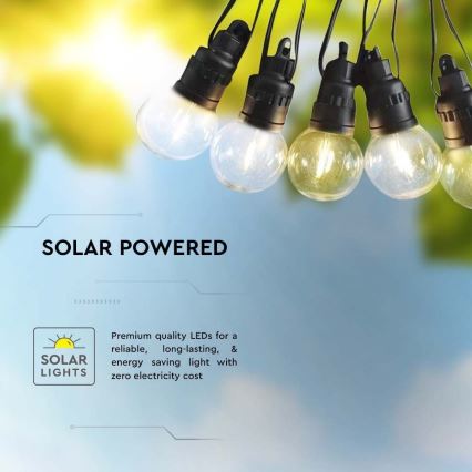LED-Solarlichterkette 10xLED/0,5/4,5V 12 m 3000K IP44 1200 mAh + Fernbedienung