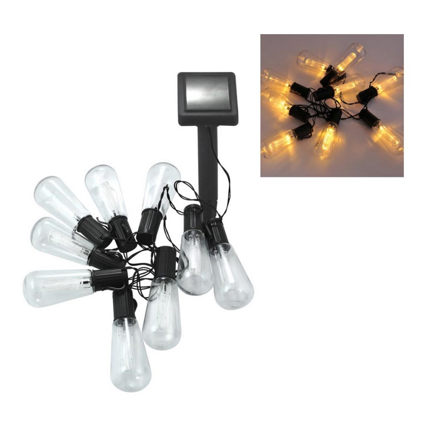 LED-Solarlichterkette EDISON 10xLED/1,2V 300 mAh 3,8 m IP44