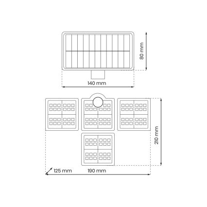 LED Solarstrahler mit Bewegungs- und Dämmerungssensor LED/30W/3,7V 2400 mAh IP47 + Fernbedienung