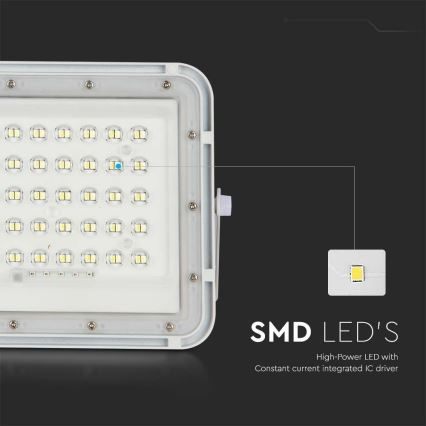 Dimmbarer LED-Outdoor-Solarstrahler LED/10W/3,2V IP65 4000K 6000 mAh weiß + Fernbedienung