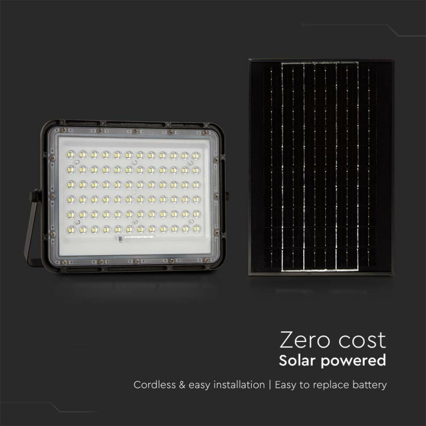 Dimmbarer LED-Outdoor-Solarstrahler LED/15W/3,2V IP65 6400K 12000 mAh schwarz + Fernbedienung